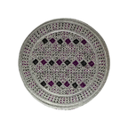 White Sindhi Topi - Pink Stitching - Purple And Green Tikki - Raja Cap