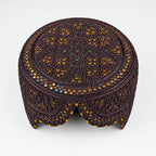 Dark Brown Sindhi Topi - Traditional Design - Golden Shade - Nasir Bhai