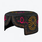 Black Sindhi Topi - Flower Design - Golden Shade - Nasir Bhai