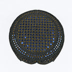 Black Sindhi Topi - Traditional Design - Blue Shade - Nasir Bhai