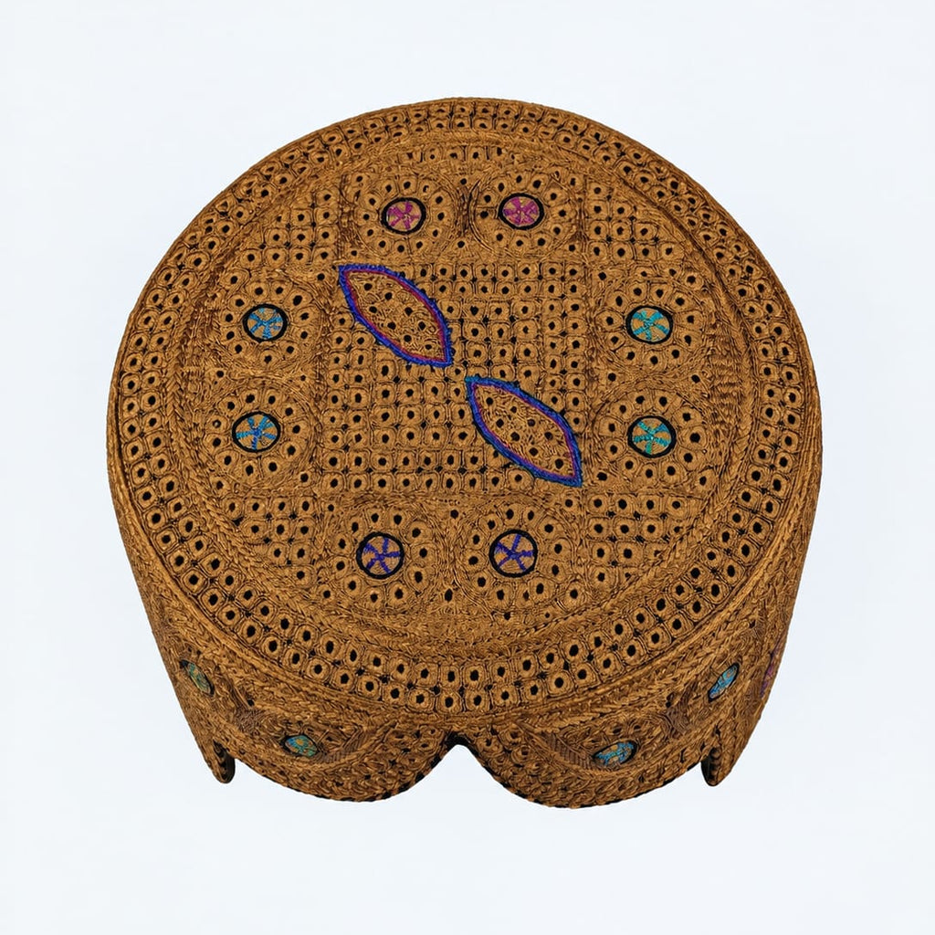 Brown Sindhi Topi - Heart Design - Nasir Bhai
