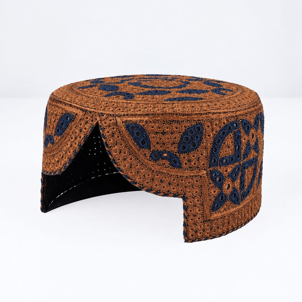 Brown Sindhi Topi - Flower Design - Nasir Bhai