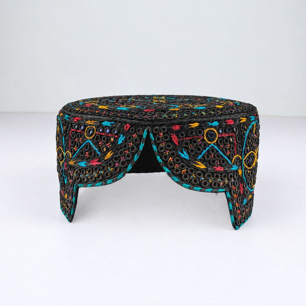 Black Sindhi Topi  - Traditional Design - Blue Shade - Nasir Bhai