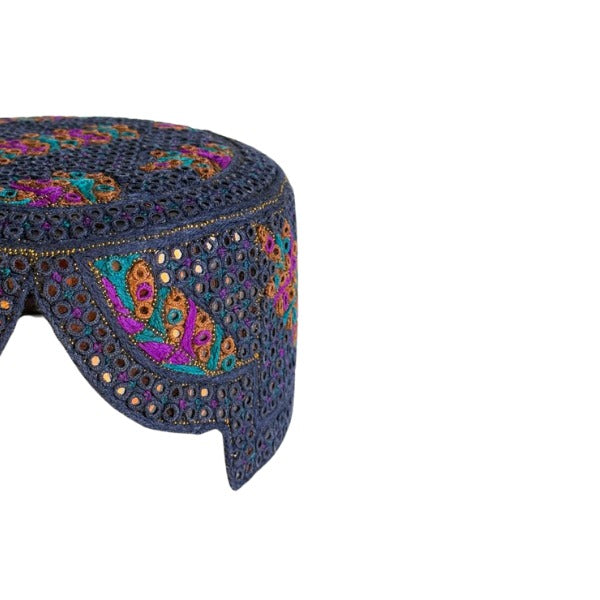 Black Sindhi Topi -  Traditional Design - Golden Shade - Nasir Bhai