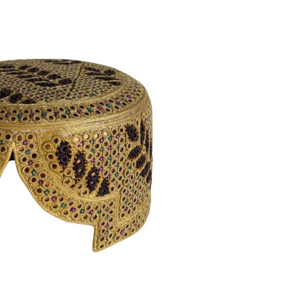 Golden Sindhi Topi - Flower Design - Golden Shade - Nasir Bhai