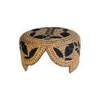 Golden Sindhi Topi - Flower Design - Blue Shade - Nasir Bhai