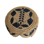 Golden Sindhi Topi - Flower Design - Blue Shade - Nasir Bhai