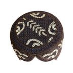 Brown Sindhi Topi - Heart Design - Blue Shade - Nasir Bhai