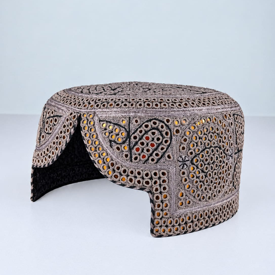 Pink Sindhi Topi - Traditional Design - Golden Shade - Nasir Bhai