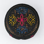 Black Sindhi Topi - Flower Design - Golden Shade - Nasir Bhai