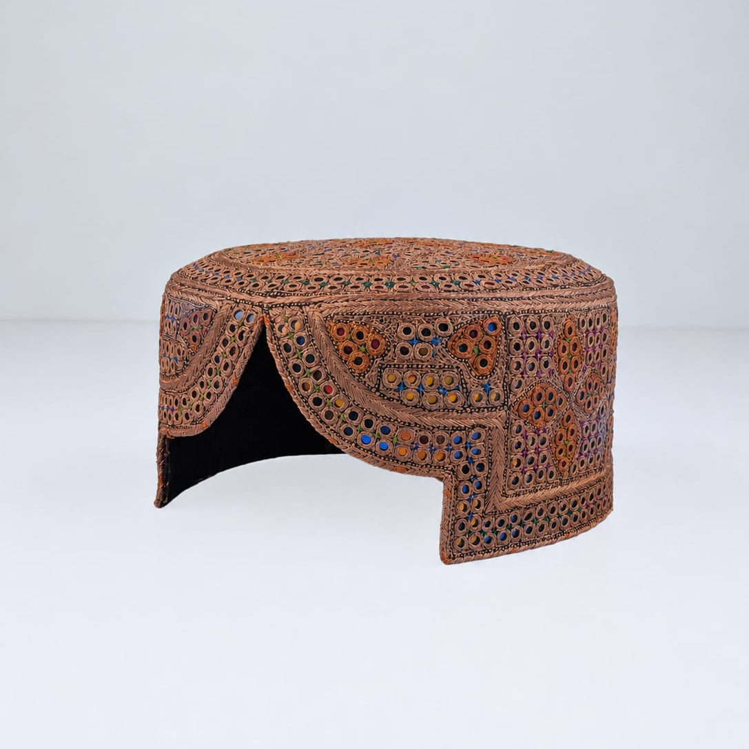 Brown Sindhi Topi - Traditional Design - Golden Shade - Nasir Bhai