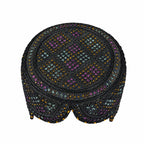 Black Sindhi Topi - Traditional Design - Blue Shade - Nasir Bhai