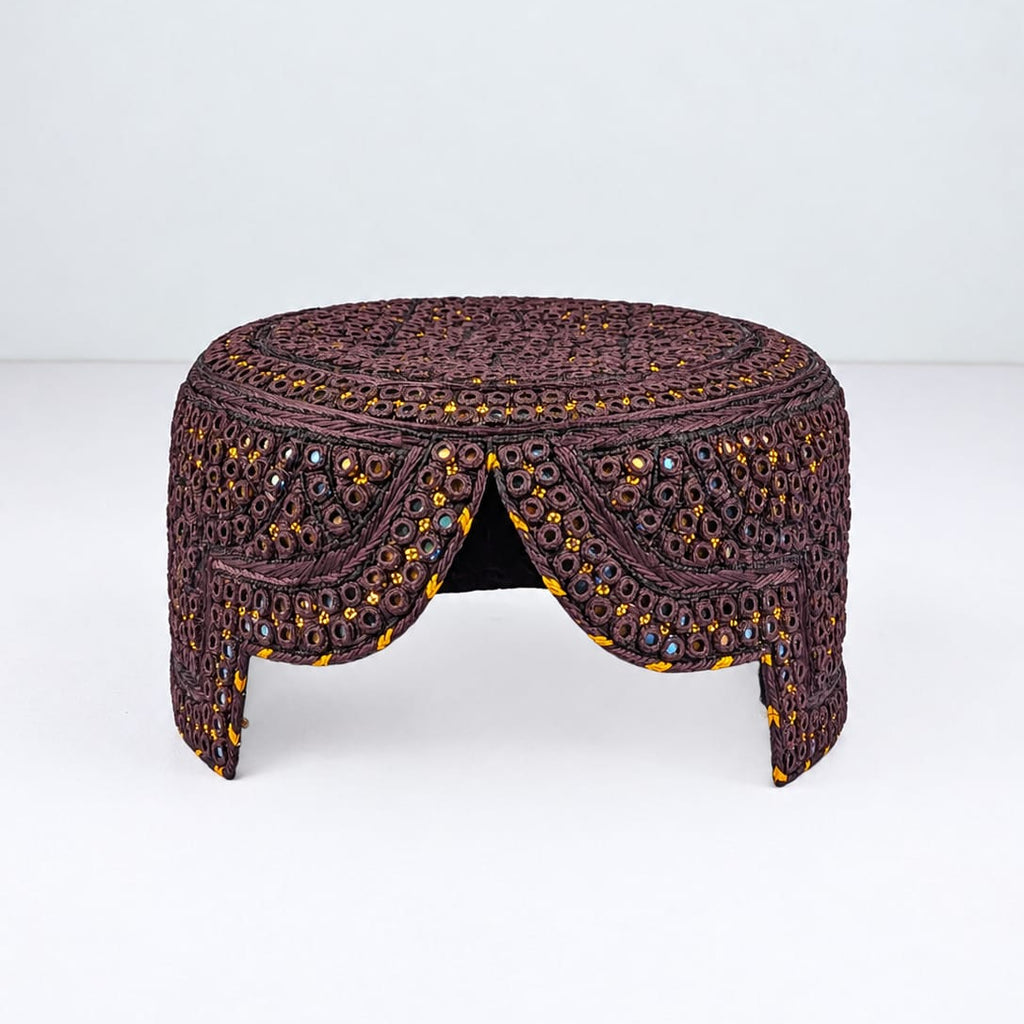 Dark Brown Sindhi Topi - Traditional Design - Golden Shade - Nasir Bhai