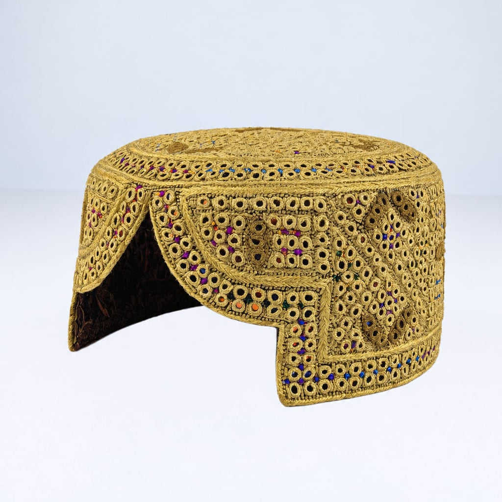 Golden Sindhi Topi - Traditional Design - Golden Shade - Nasir Bhai