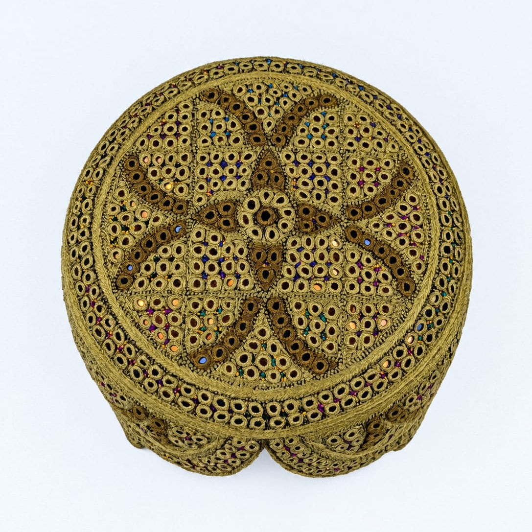Brown Sindhi Topi - Traditional Design - Golden Shade - Nasir Bhai