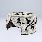 White Sindhi Topi - Flower Design - Nasir Bhai