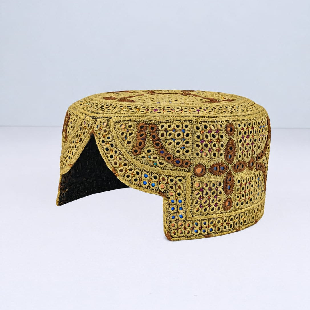 Golden Sindhi Topi  - Traditional Design - Golden Shade - Nasir Bhai