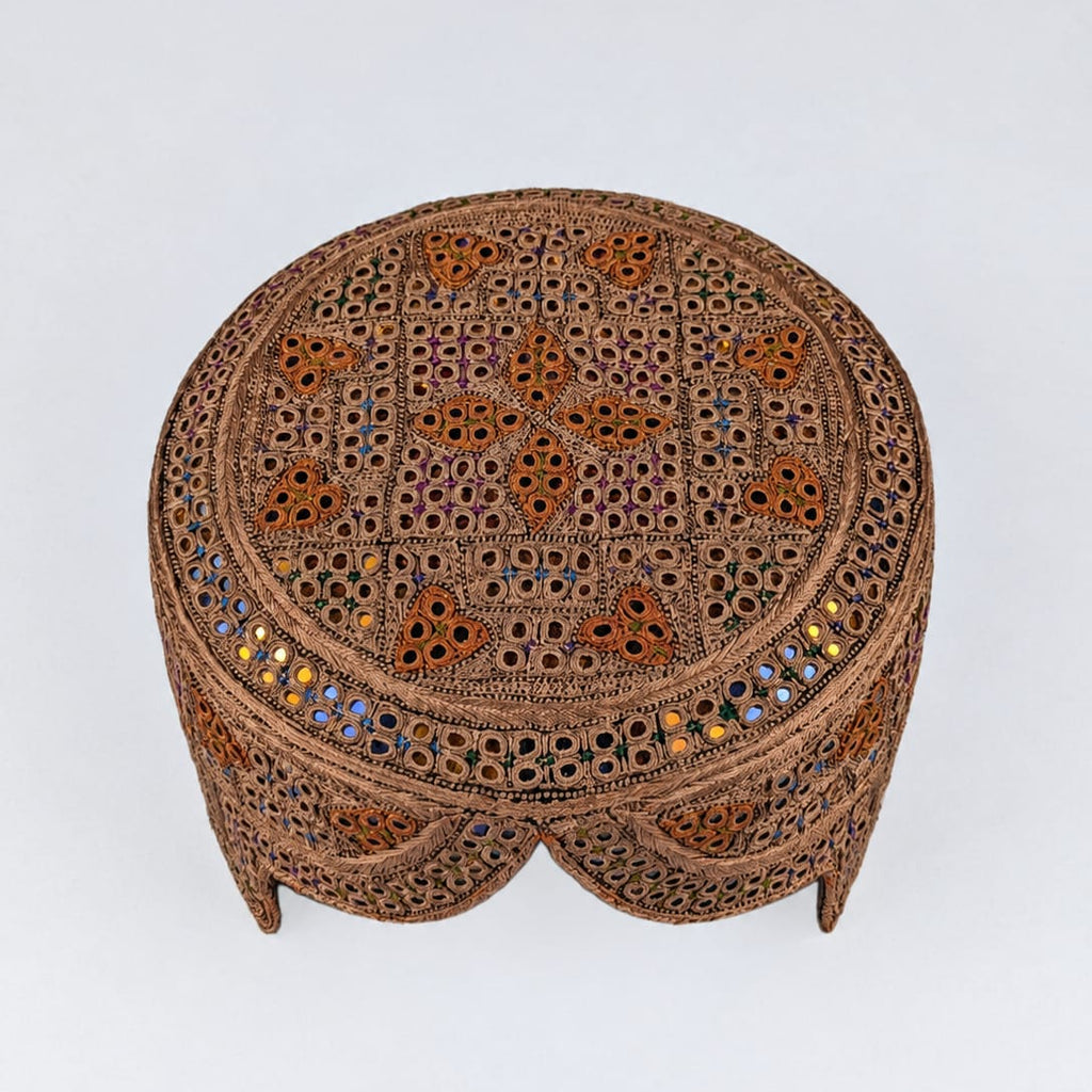 Brown Sindhi Topi - Traditional Design - Golden Shade - Nasir Bhai