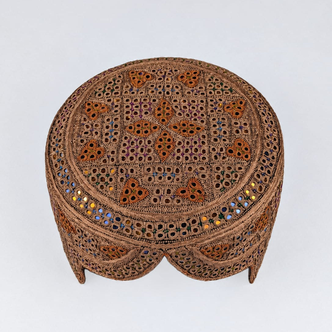 Brown Sindhi Topi - Traditional Design - Golden Shade - Nasir Bhai