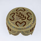 Light Brown Sindhi Topi - Flower Design - Golden Shade - Nasir Bhai