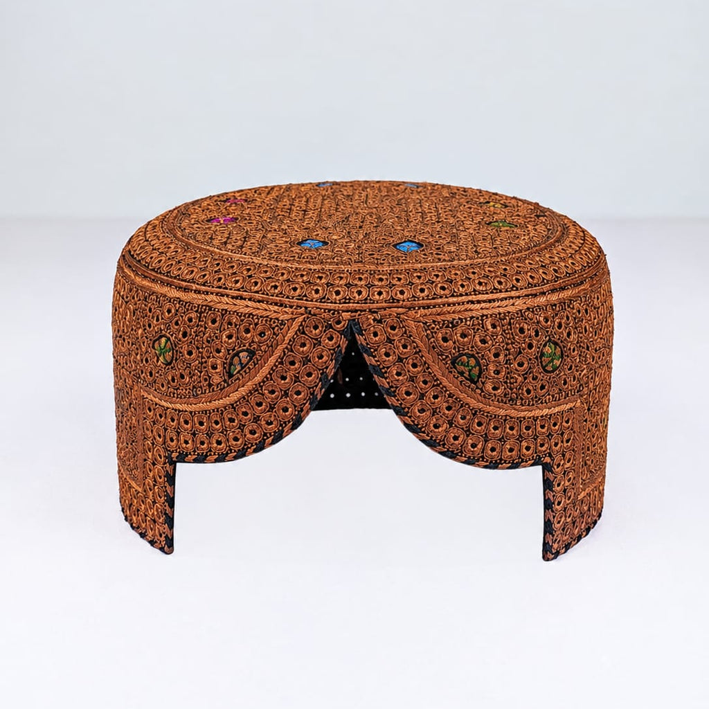 Brown Sindhi Topi - Heart Design - Nasir Bhai