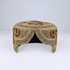 Light Brown Sindhi Topi - Flower Design - Golden Shade - Nasir Bhai