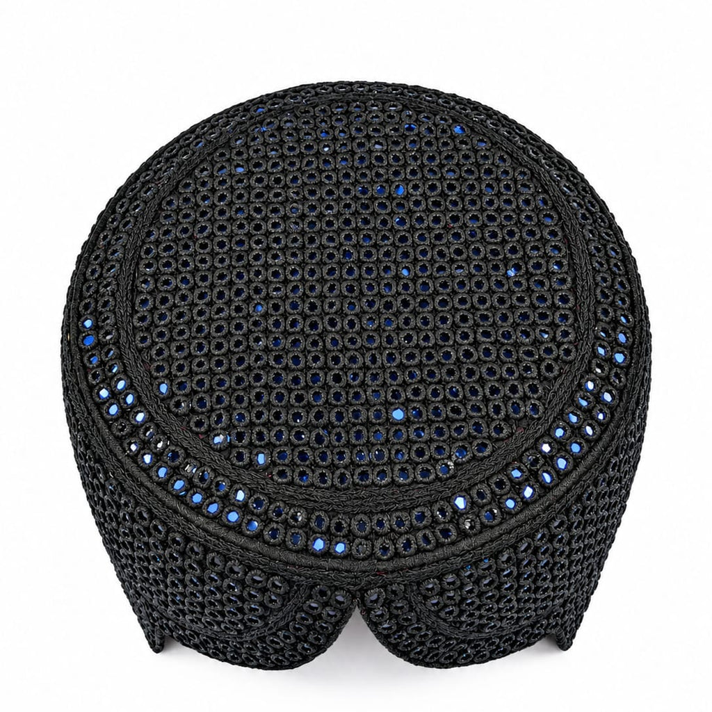 Black Sindhi Topi Blue Shade - Nasir Bhai
