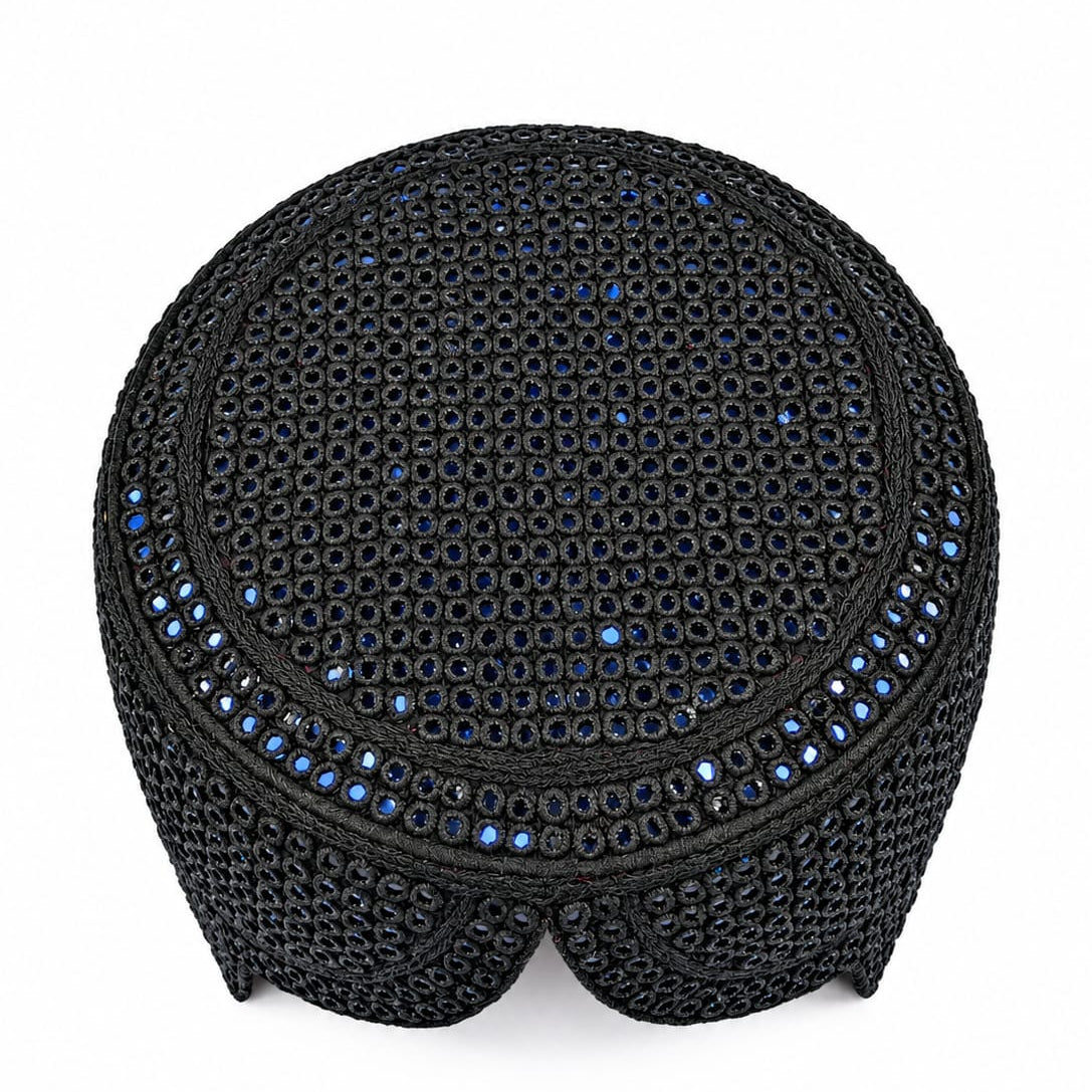 Black Sindhi Topi Blue Shade - Nasir Bhai