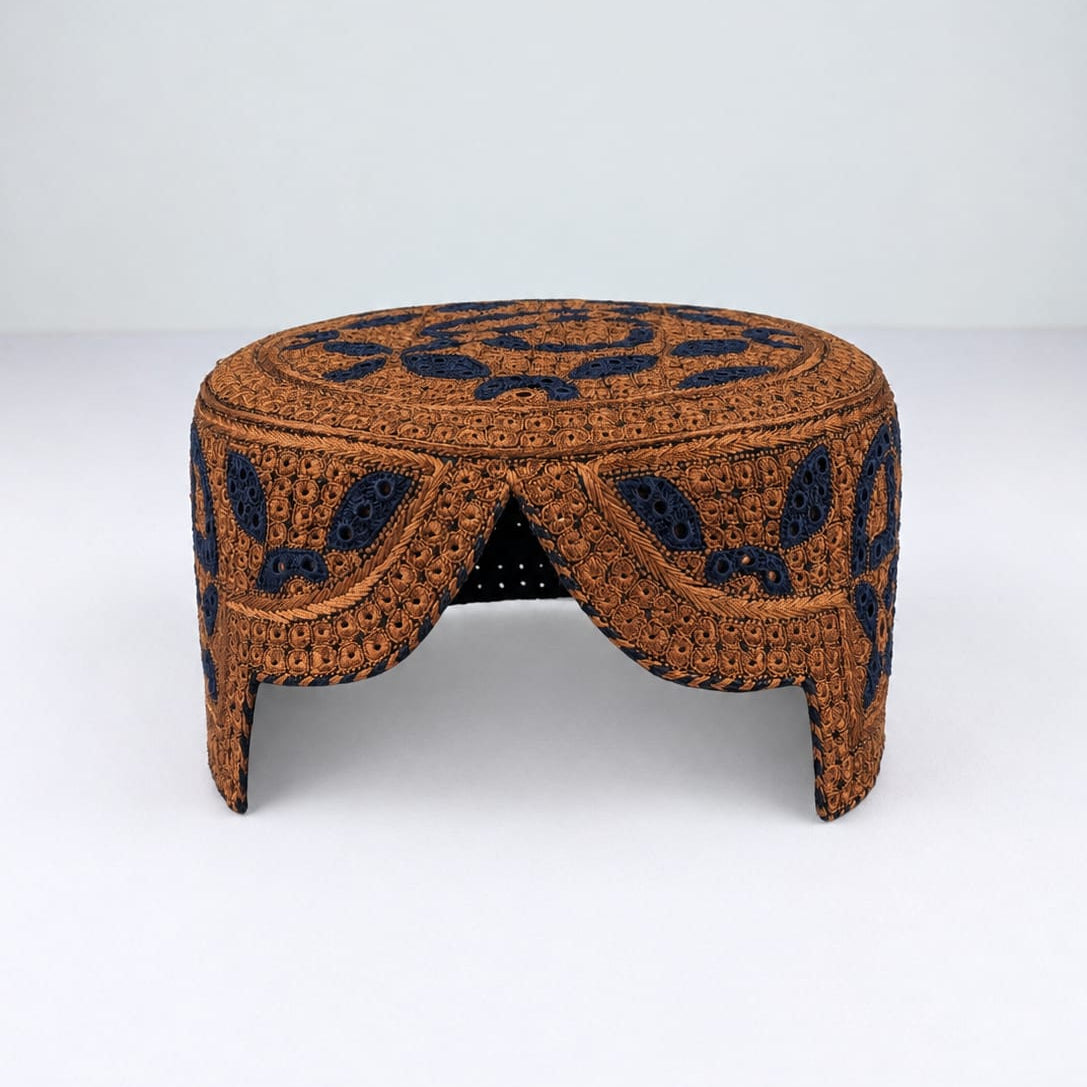 Brown Sindhi Topi - Flower Design - Nasir Bhai